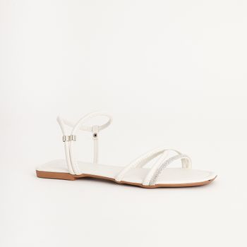 Rasteira Napa com strass - OFF WHITE/CRISTAL