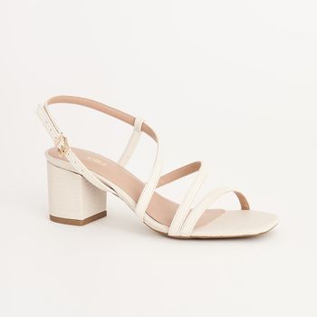 Sandália Média Casual em Tiras - OFF WHITE