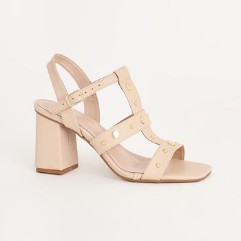 Sandália Alta Com Aplicações - AMENDOA