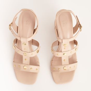 Sandália Alta Com Aplicações - AMENDOA