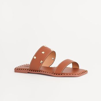 Rasteira tiras com aplicações - CARAMELO