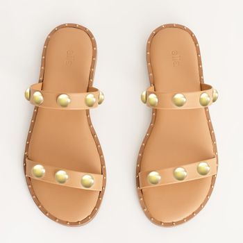 Rasteira chinelo com aplicações - PALHA