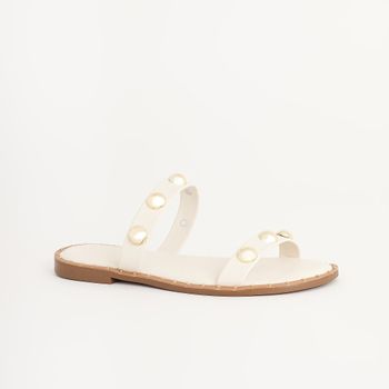 Rasteira chinelo com aplicações - OFF WHITE