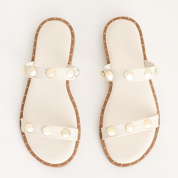 Rasteira chinelo com aplicações - OFF WHITE