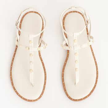 Rasteira tira com aplicações - OFF WHITE