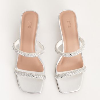 Tamanco Camurça - PRATEADO/CRISTAL