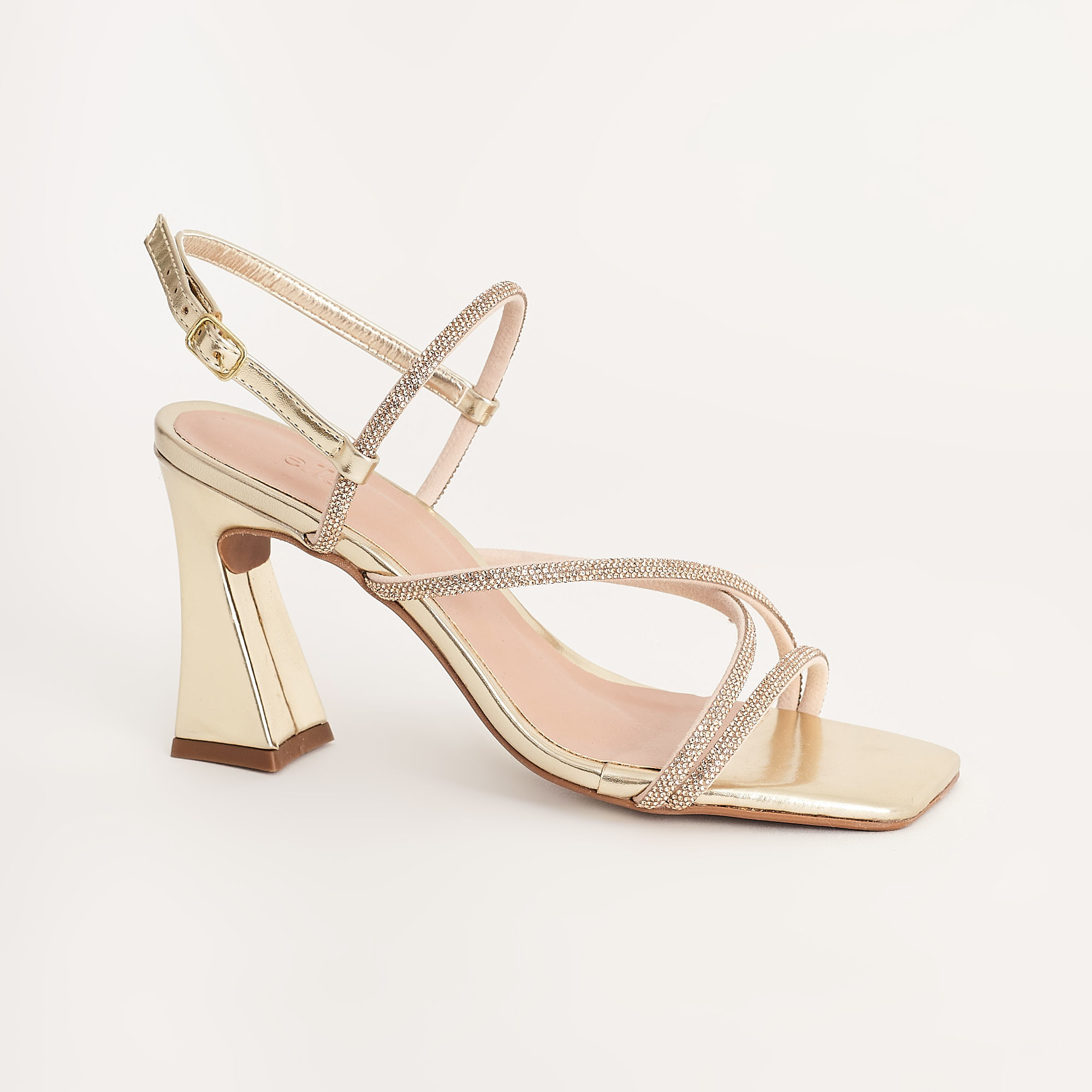 Sandália Alta Metalizada Comfort CHAMPAGNE/DOURADO Sapatella