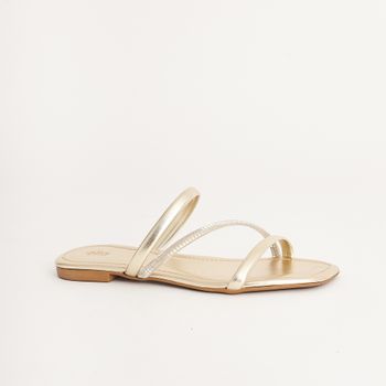 Rasteira Multitiras Metalizada - CHAMPAGNE