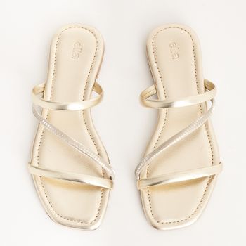 Rasteira Multitiras Metalizada - CHAMPAGNE