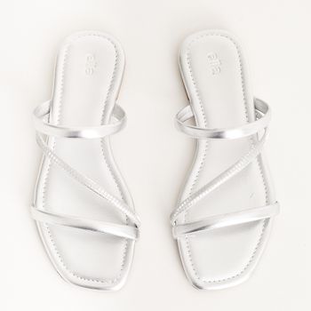 Rasteira Multitiras Metalizada - PRATEADO