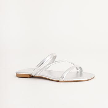 Rasteira Multitiras Metalizada - PRATEADO