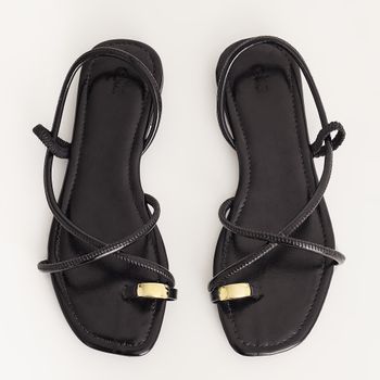 Rasteira Tiras Metal - PRETA