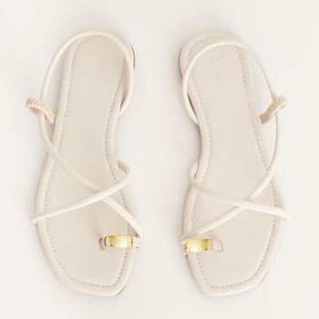 Rasteira Tiras Metal - OFF WHITE