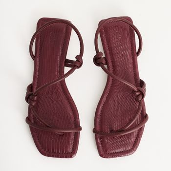 Rasteira Traseiro Napa Textura - BURGUNDY