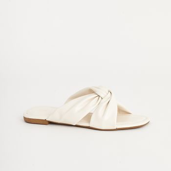Rasteira com Tiras Entrelaçadas - OFF WHITE