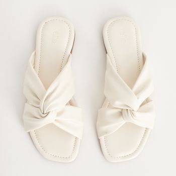 Rasteira com Tiras Entrelaçadas - OFF WHITE