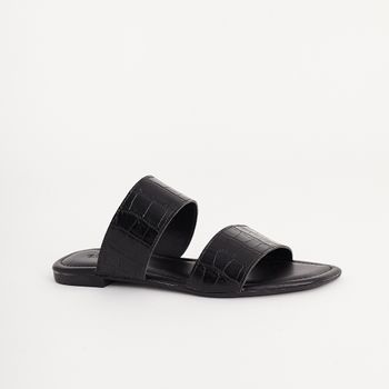 Rasteira Duas Tiras Animal Print - PRETA