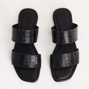 Rasteira Duas Tiras Animal Print - PRETA