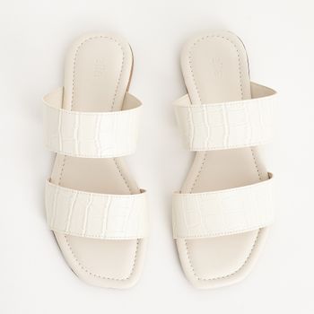 Rasteira Duas Tiras Animal Print - OFF WHITE