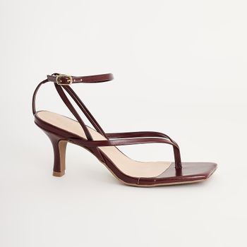 Sandália Média Tiras de Dedo - BURGUNDY