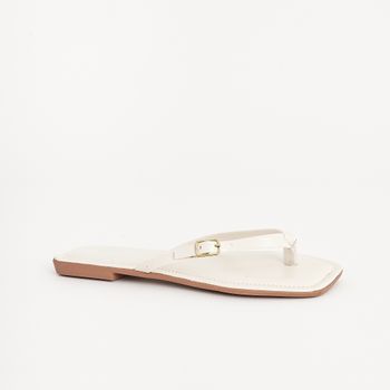 Rasteira Tira Fina com Fivela - OFF WHITE