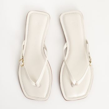 Rasteira Tira Fina com Fivela - OFF WHITE