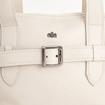 Bolsa de Couro Floater com Detalhe de Fivela P - OFF WHITE