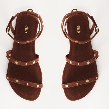 Rasteira em Camurça com Tachas - CARAMELO