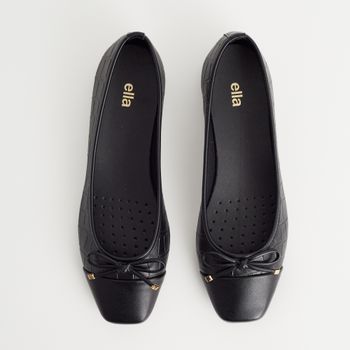 Sapatilha Textura com Bico Liso - PRETA