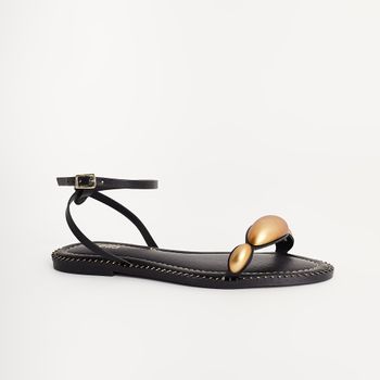 Rasteira com Detalhe Oval Fosco - PRETA