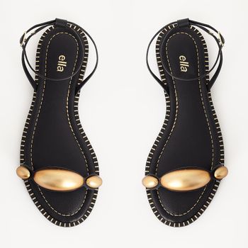 Rasteira com Detalhe Oval Fosco - PRETA