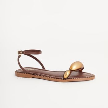 Rasteira com Detalhe Oval Fosco - TERRA