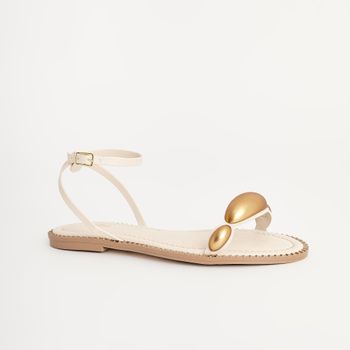 Rasteira com Detalhe Oval Fosco - OFF WHITE