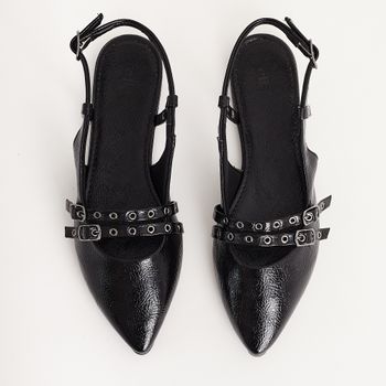 Sapatilha Slingback Verniz - PRETA