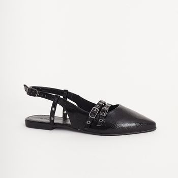 Sapatilha Slingback Verniz - PRETA