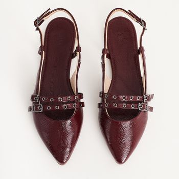 Sapatilha Slingback Verniz - BURGUNDY