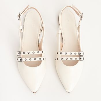 Sapatilha Slingback Verniz - OFF WHITE