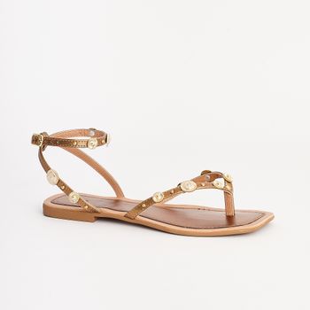 Rasteira de dedo com Tarrachas Metalizada - BRONZE