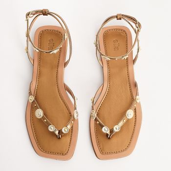 Rasteira de dedo com Tarrachas Metalizada - BRONZE