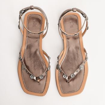 Rasteira de dedo com Tarrachas Metalizada - PEWTER