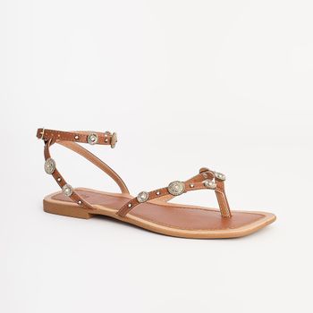 Rasteira de dedo com Tarrachas - CARAMELO