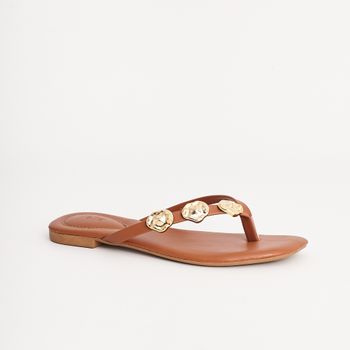 Rasteira Chinelo Detalhes Martelados - CARAMELO