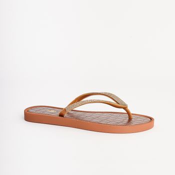 Chinelo Textura com Strass - TERRA/DOURADO