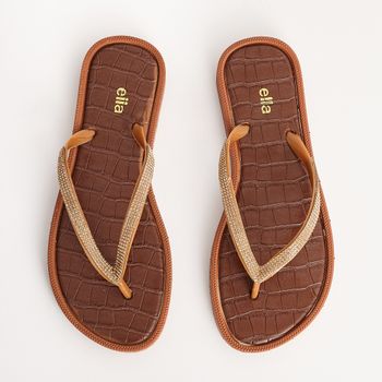 Chinelo Textura com Strass - TERRA/DOURADO