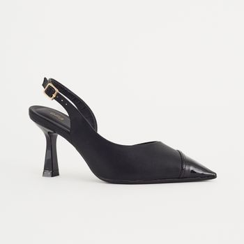 Scarpin Slingback com Bico Verniz - PRETA