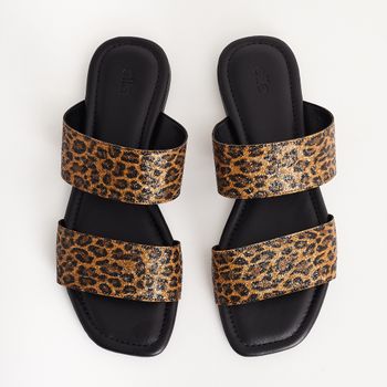 Rasteira Glitter Animal Print - ONCINHA