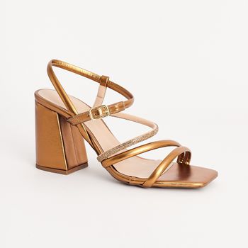 Sandália Glam Strass - BRONZE/DOURADO
