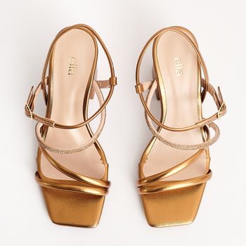 Sandália Glam Strass - BRONZE/DOURADO