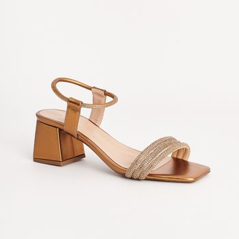 Sandália Calce Fácil Strass - BRONZE/DOURADO