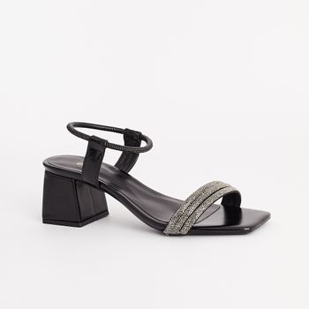 Sandália Calce Fácil Strass - PRETO/ONIX